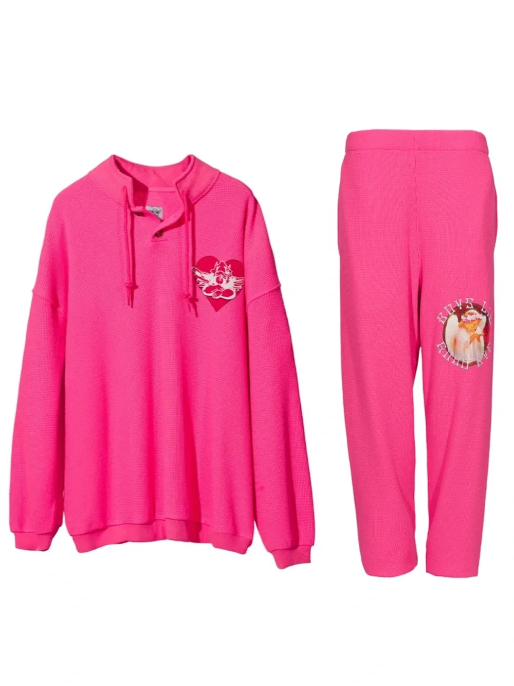 Boys Lie Bright Pink Sweatshirt and Sweatpant Set NWT